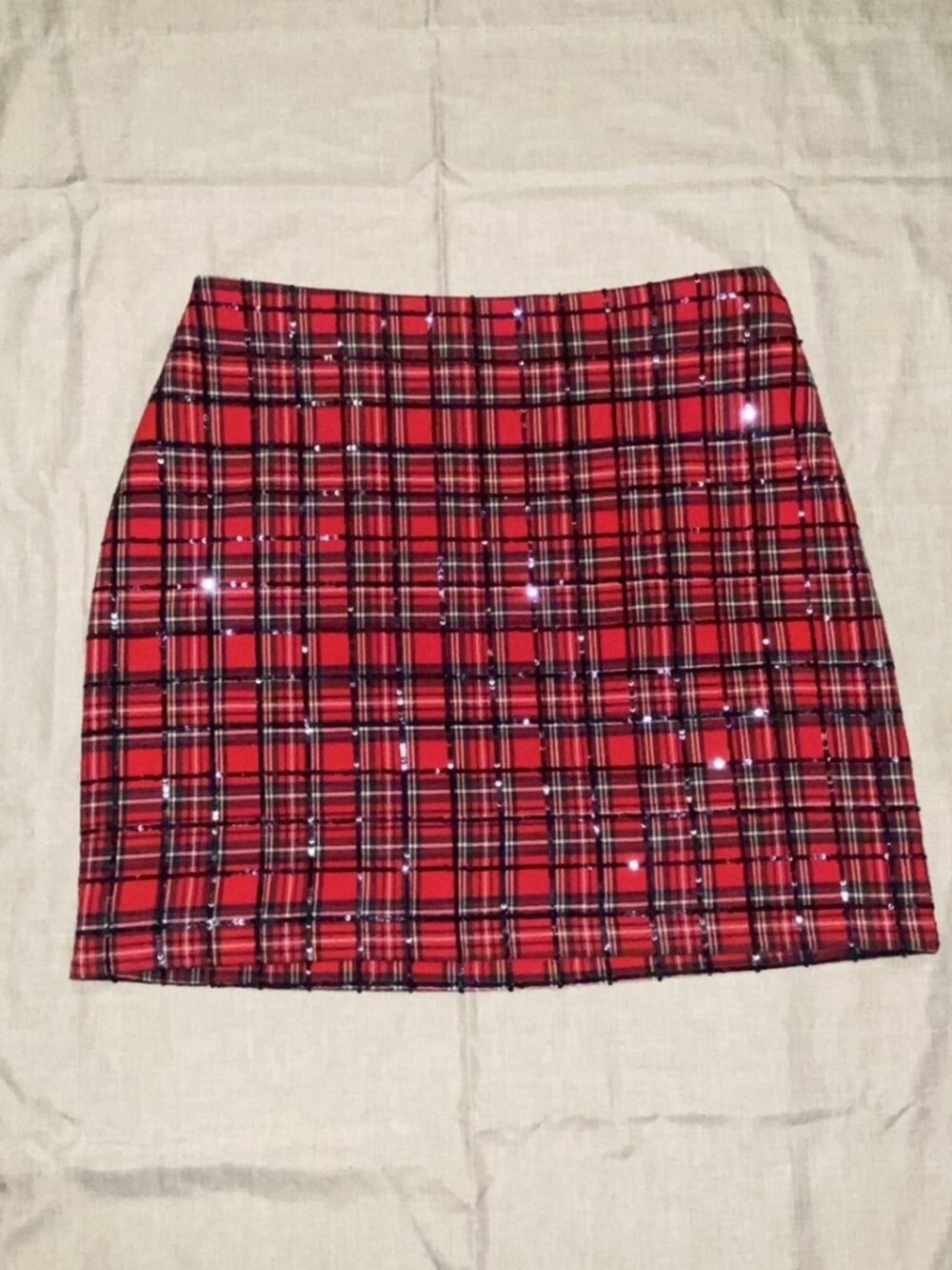 Vineyard Vines Red Tartan Plaid Sequin Mini Skirt 8 Holiday Preppy NWOT